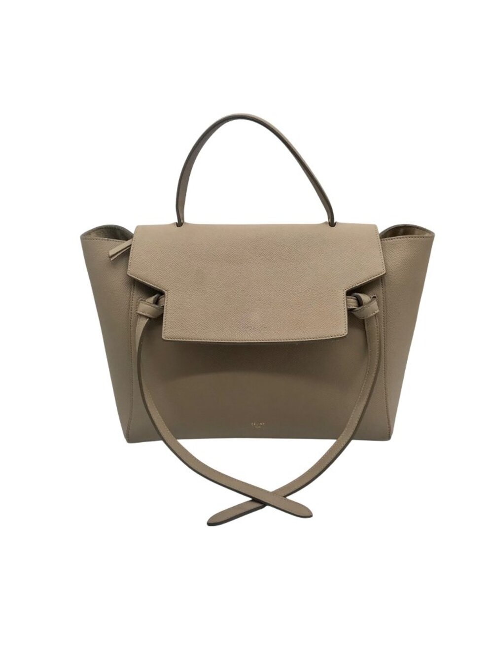 Celine Taupe Grained Calfskin Belt Satchel